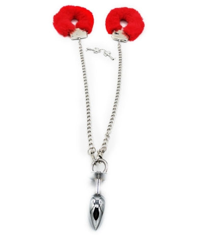 Furry Handcuffs With Butt Plug