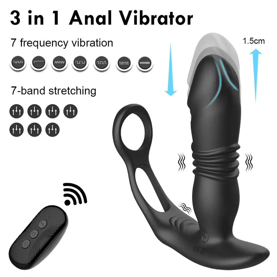 Thrusting Anal Vibrator With Cock Ring