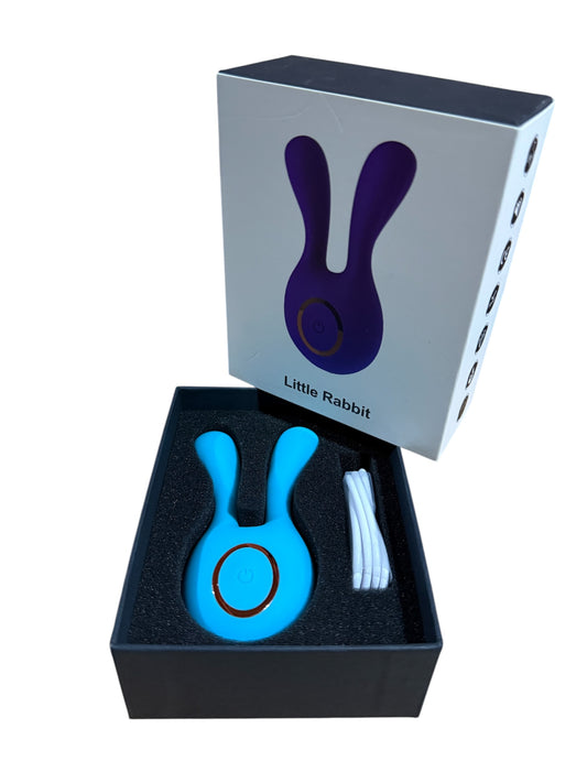 Blue little Rabbit vibrator, small and powerful vibrations, discreet packaging from BehindClosedDoors